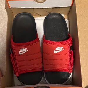Nike Red and Black Women's Slippers